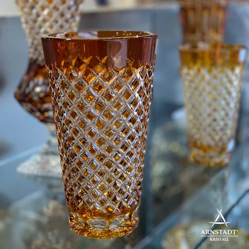 Vase Kristall Karo amber (23 cm)
