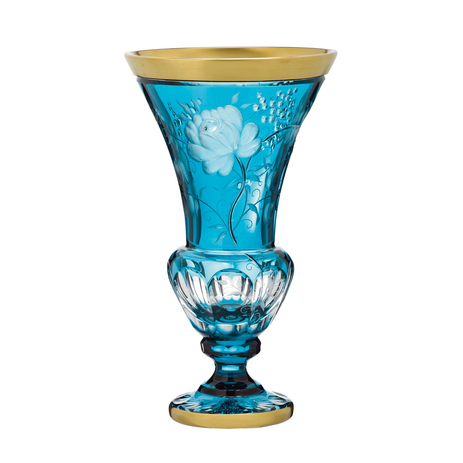 Vase Kristall Primerose Gold azur (44 cm)